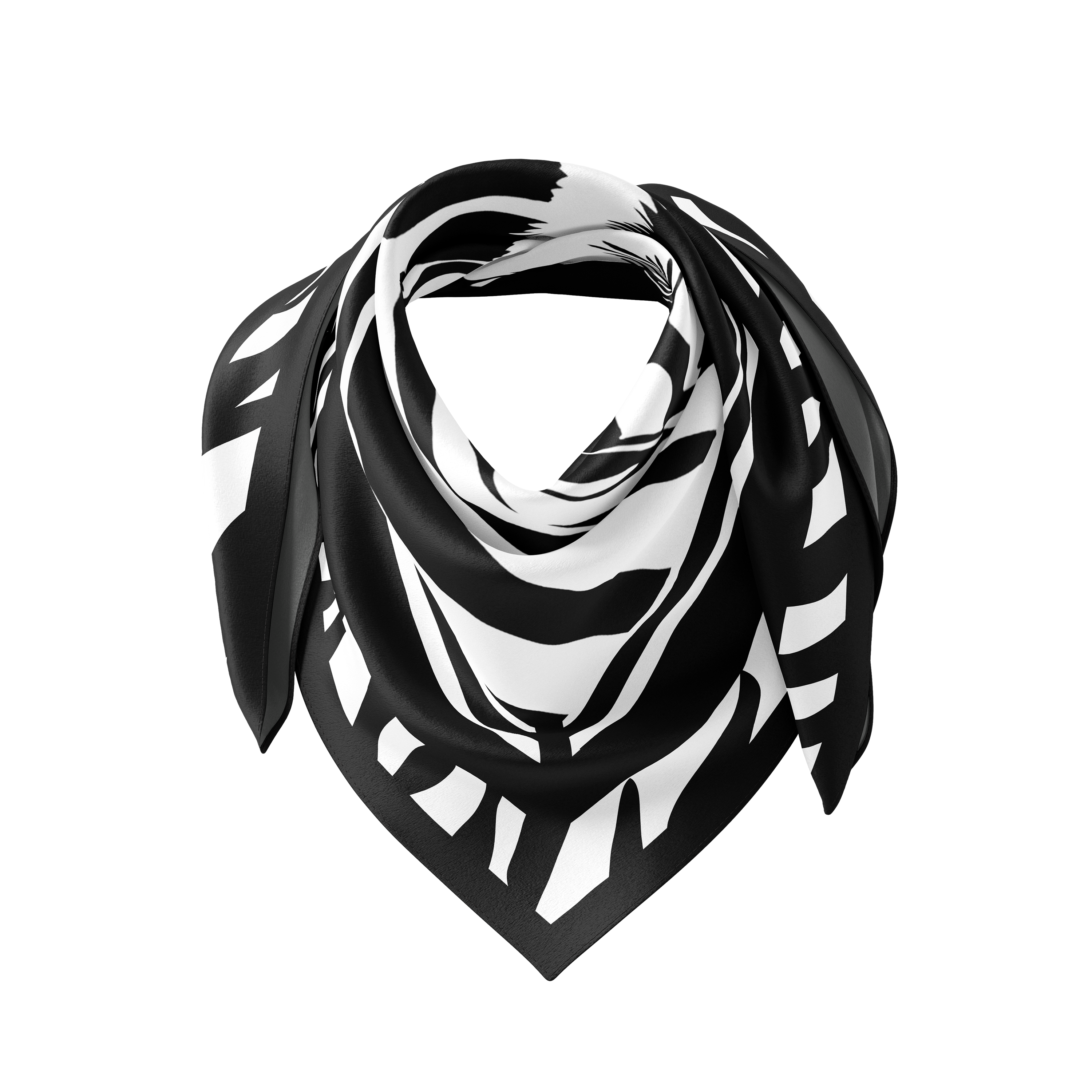 Zebra Head Black and White Silk Scarf 90