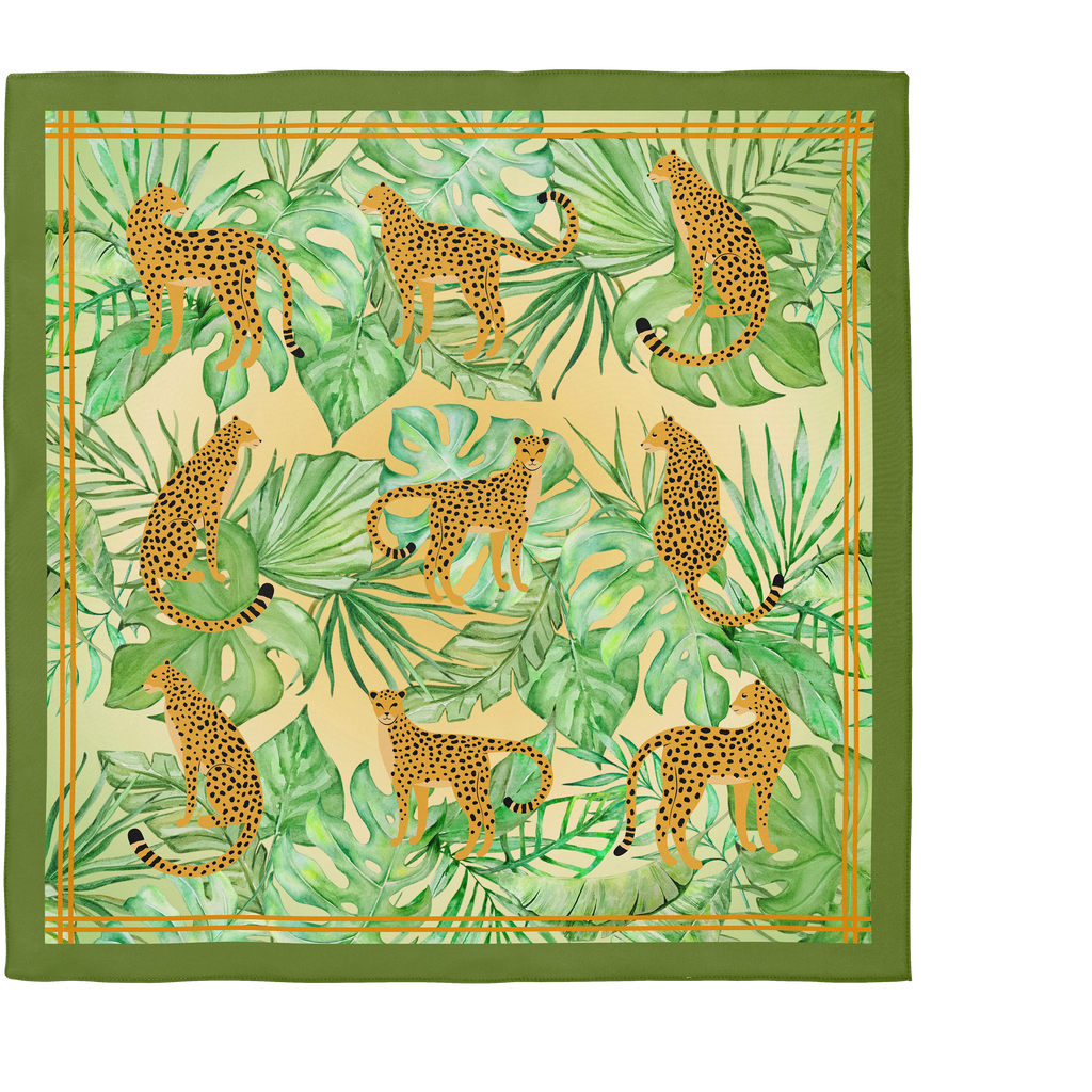 Cheetah Green Silk Scarf 90