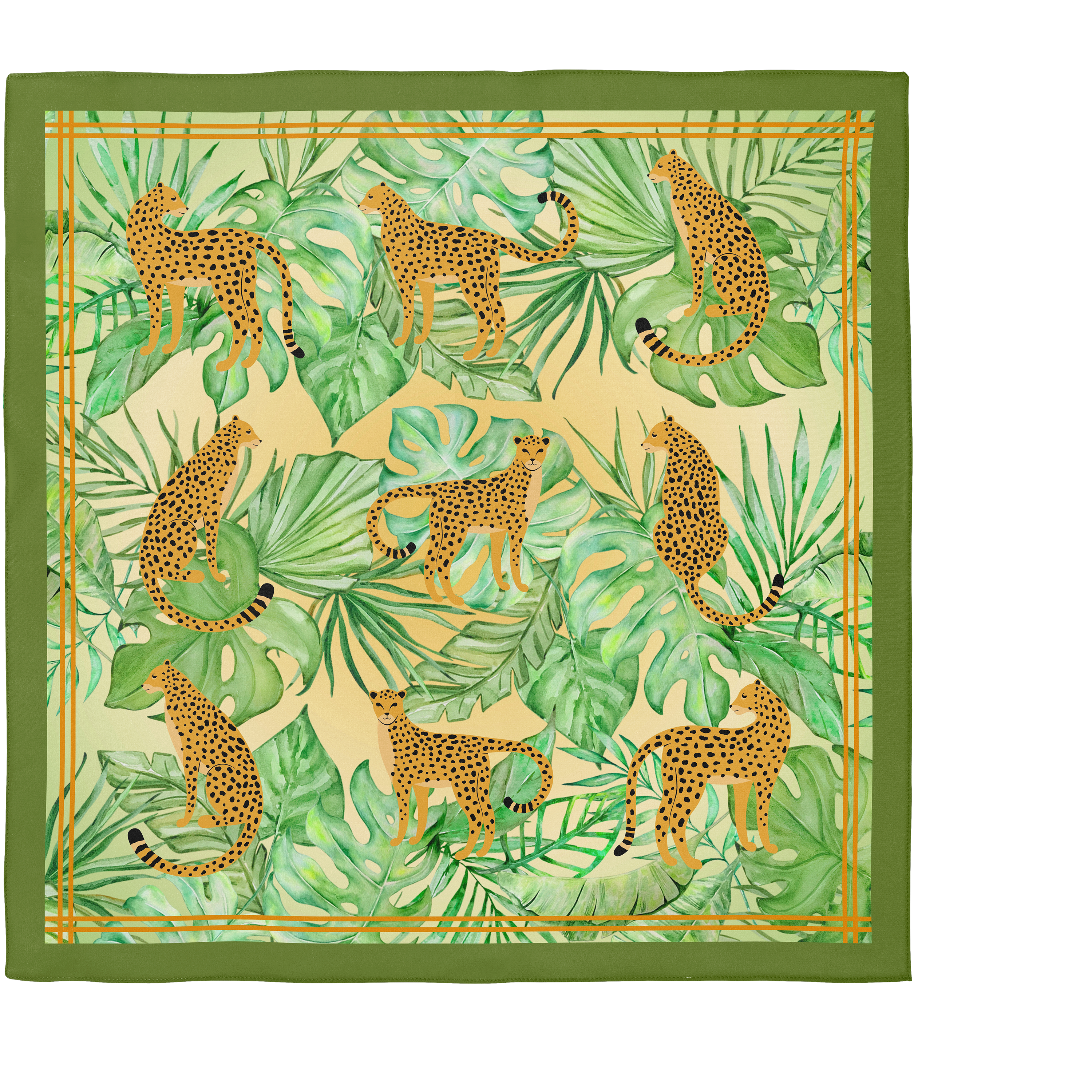 Cheetah Green Silk Scarf 90