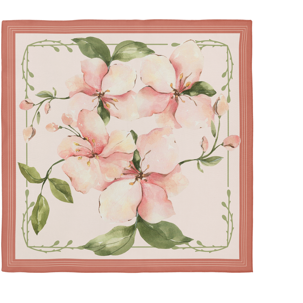 Apple Blossom Floral Silk Scarf 90