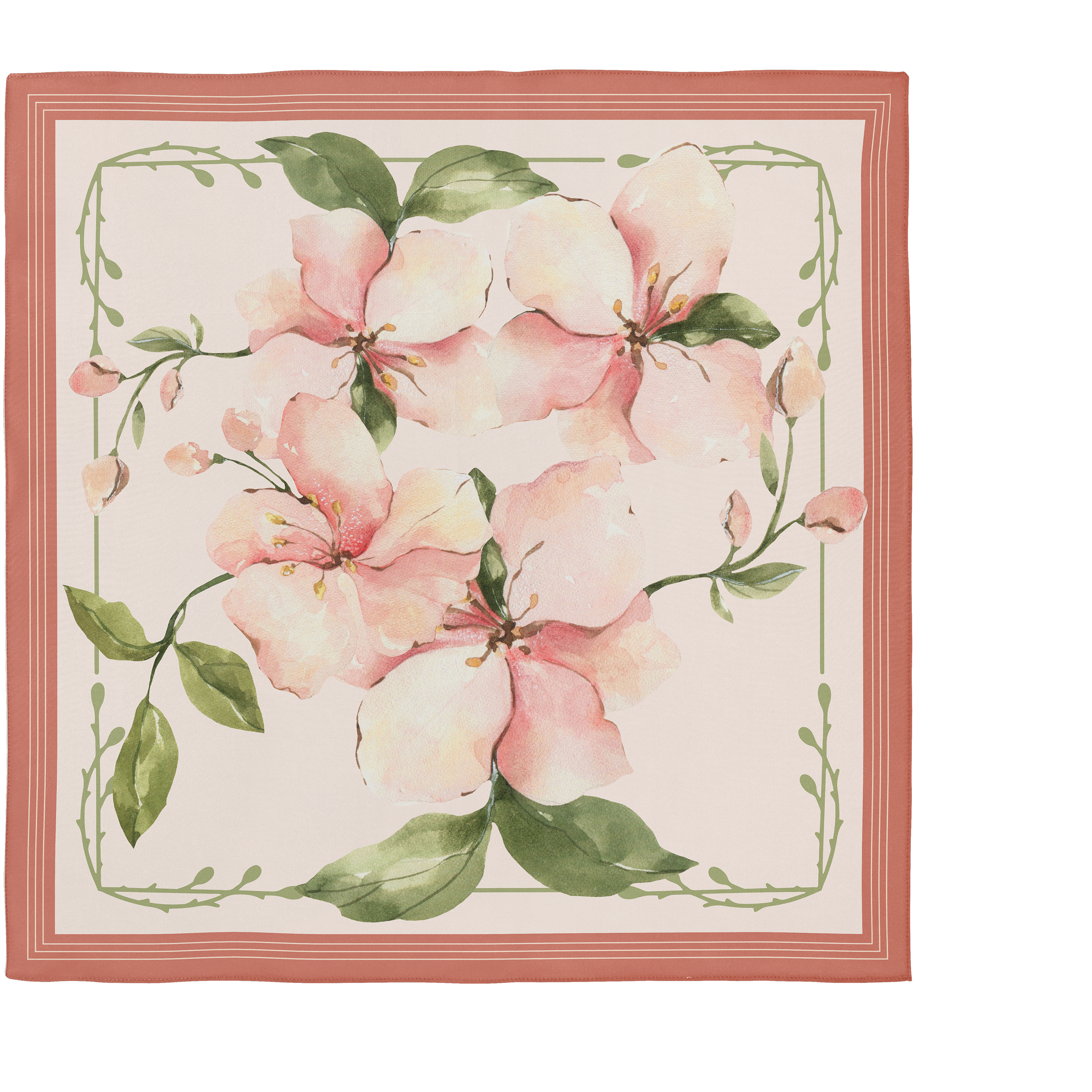 Apple Blossom Floral Silk Scarf 90