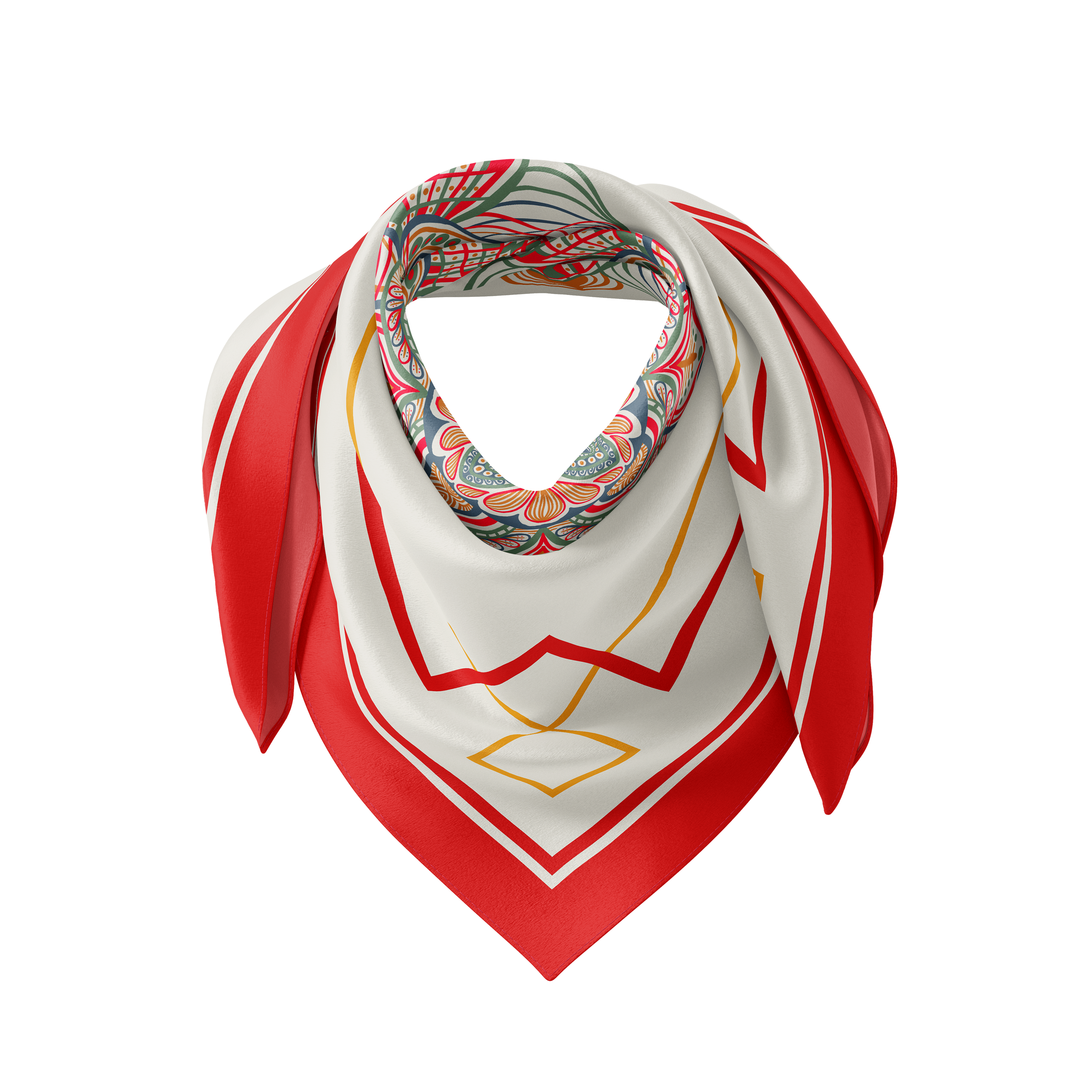 Crimson Mandala Silk Scarf 90