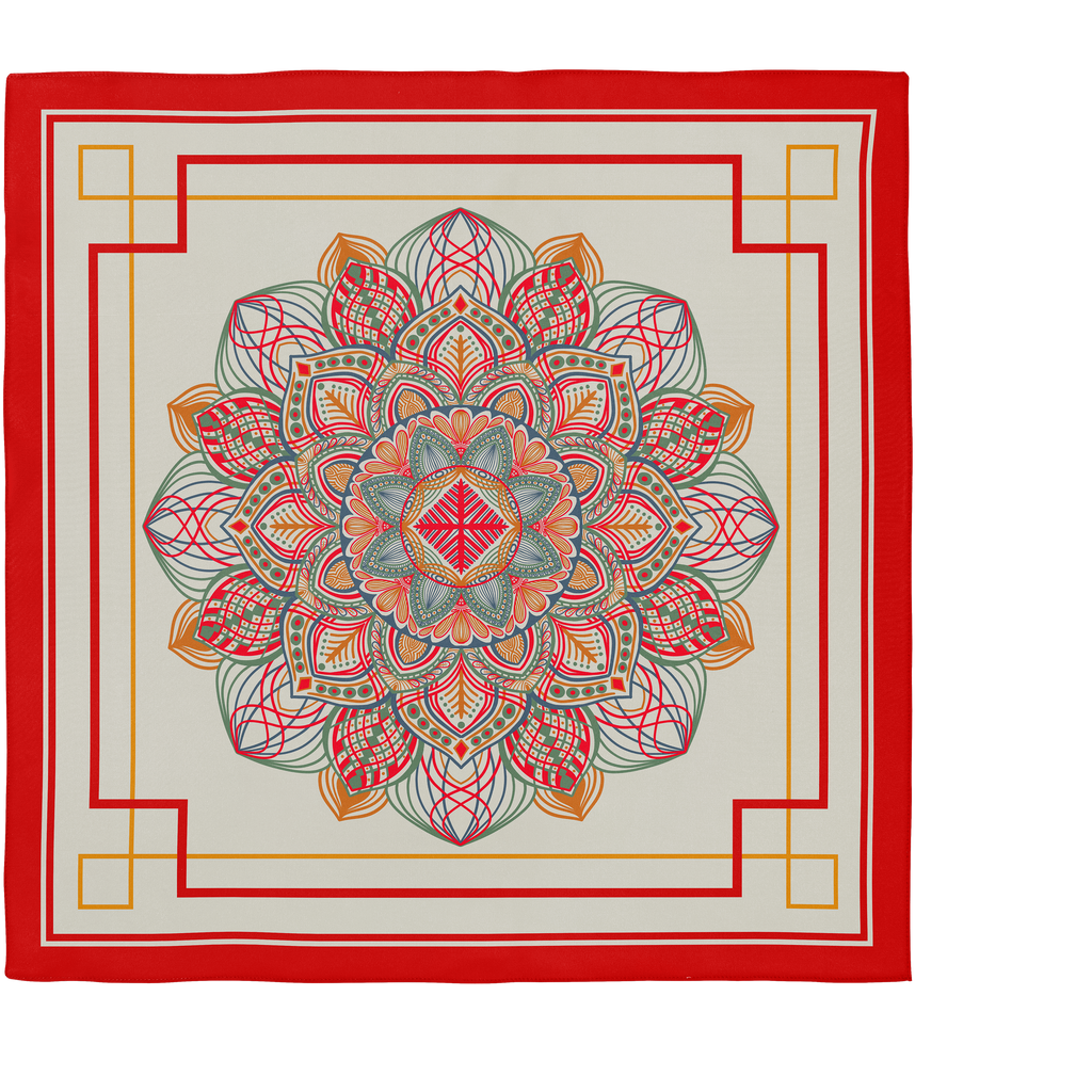 Crimson Mandala Silk Scarf 90