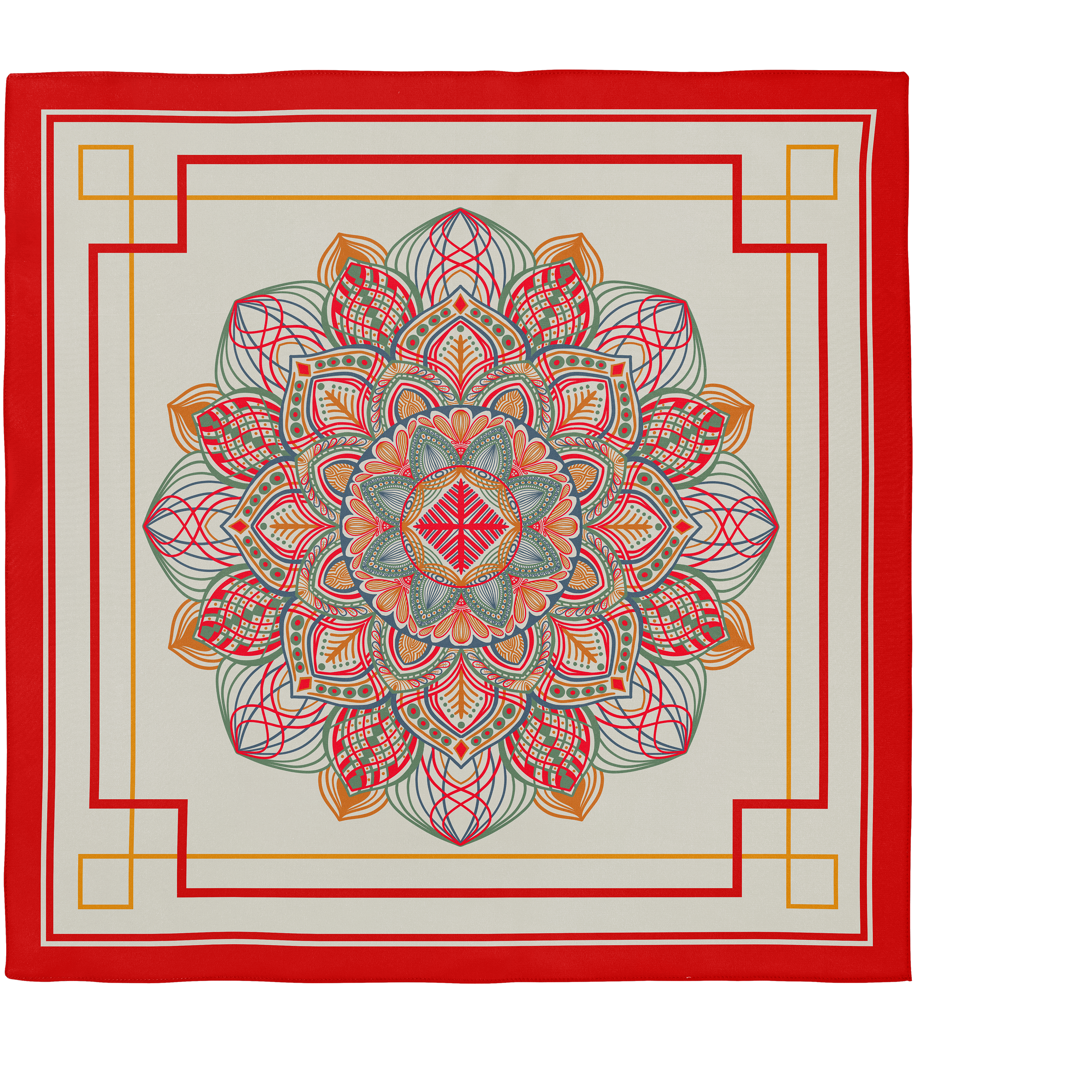 Crimson Mandala Silk Scarf 90