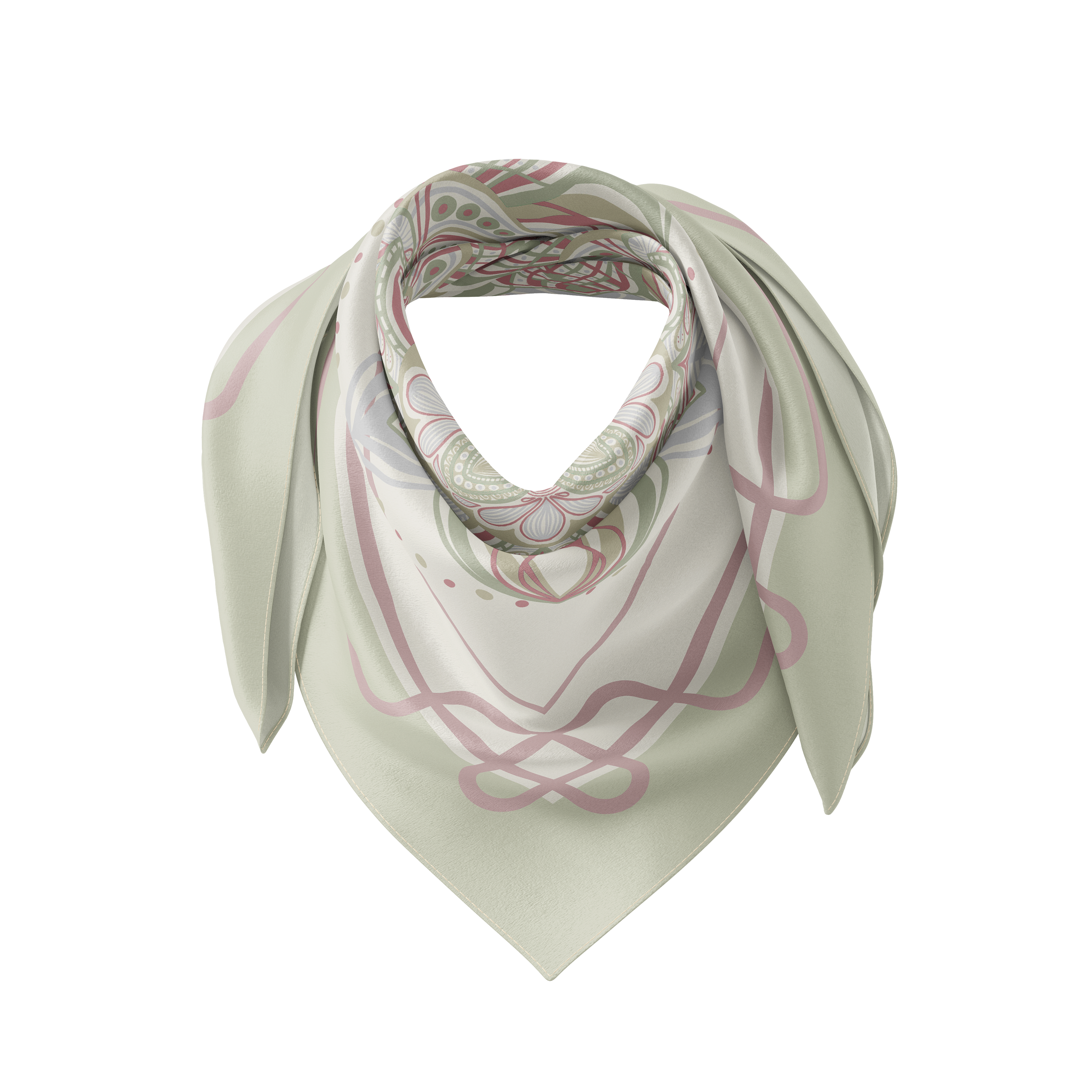 Pastel Mandala – Bohemian Silk Scarf 90