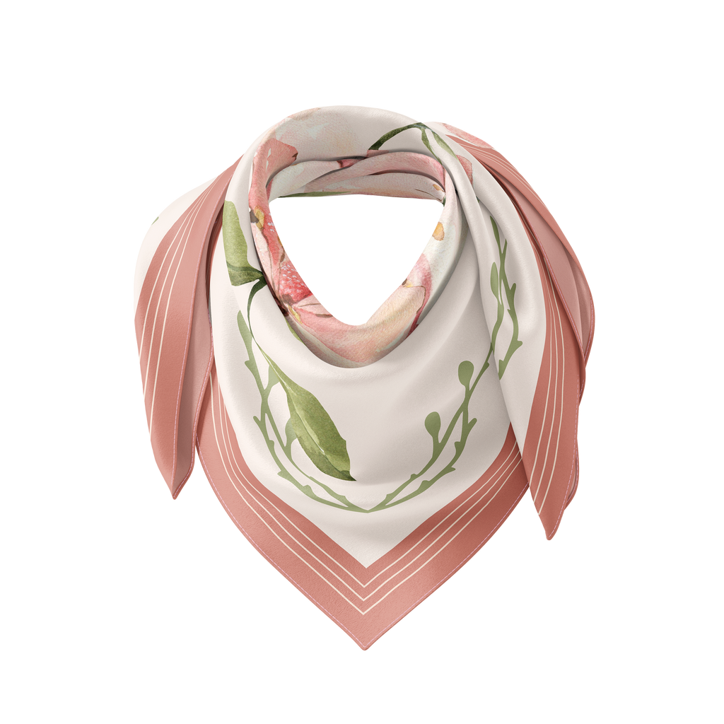 Apple Blossom Floral Silk Scarf 90