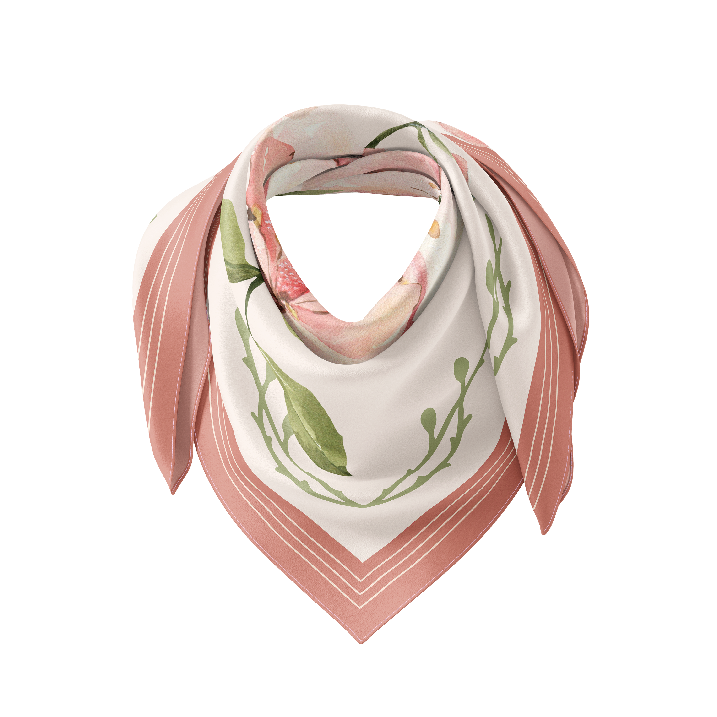 Apple Blossom Floral Silk Scarf 90