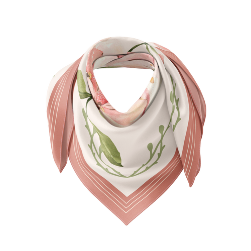 Apple Blossom Floral Silk Scarf 90