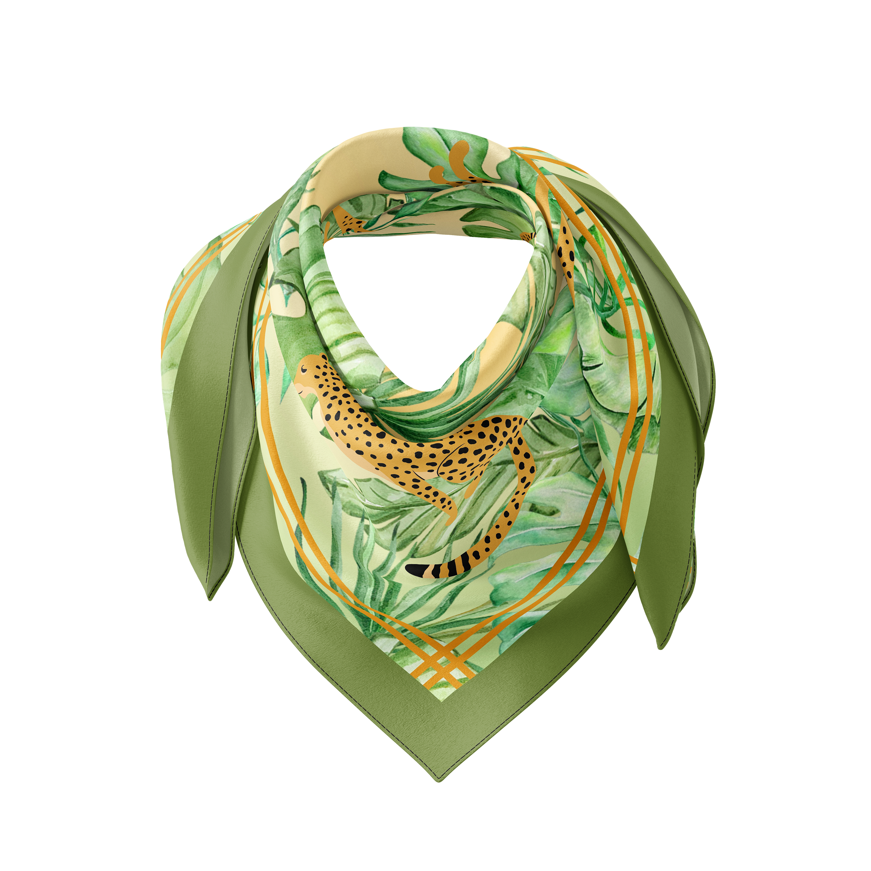Cheetah Green Silk Scarf 90
