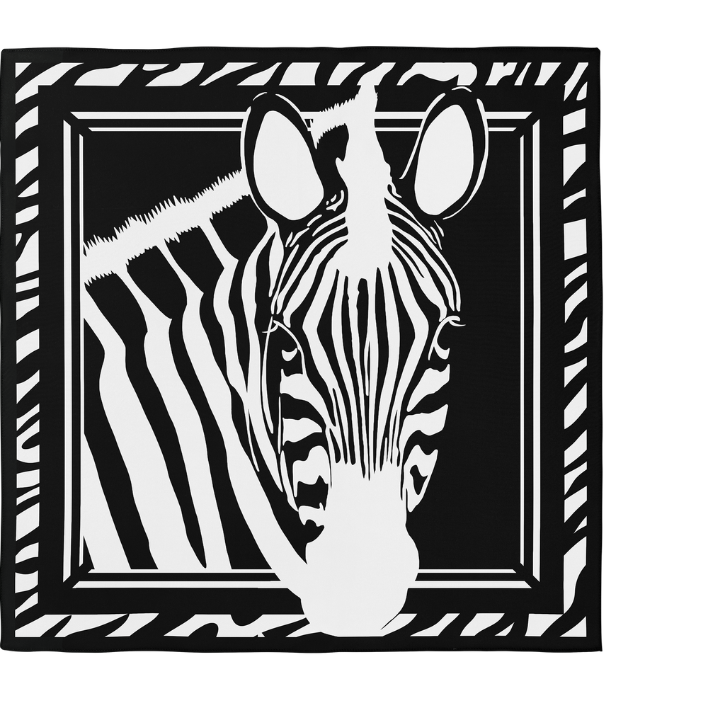Zebra Head Black and White Silk Scarf 90