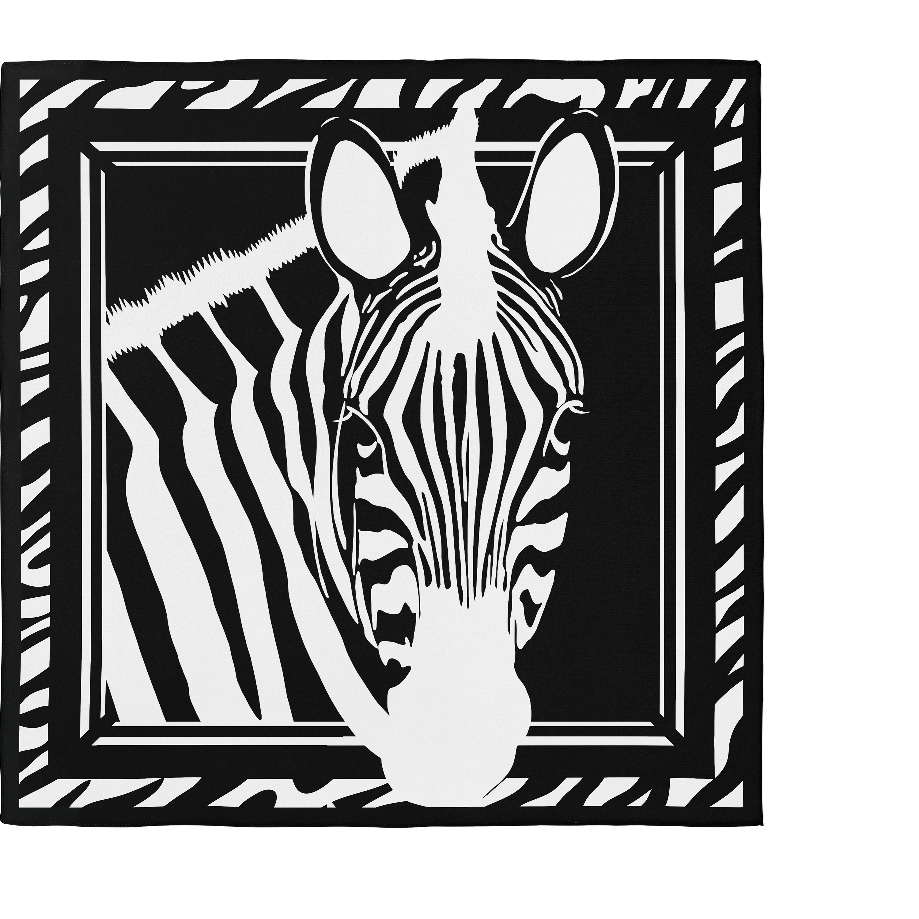 Zebra Head Black and White Silk Scarf 90