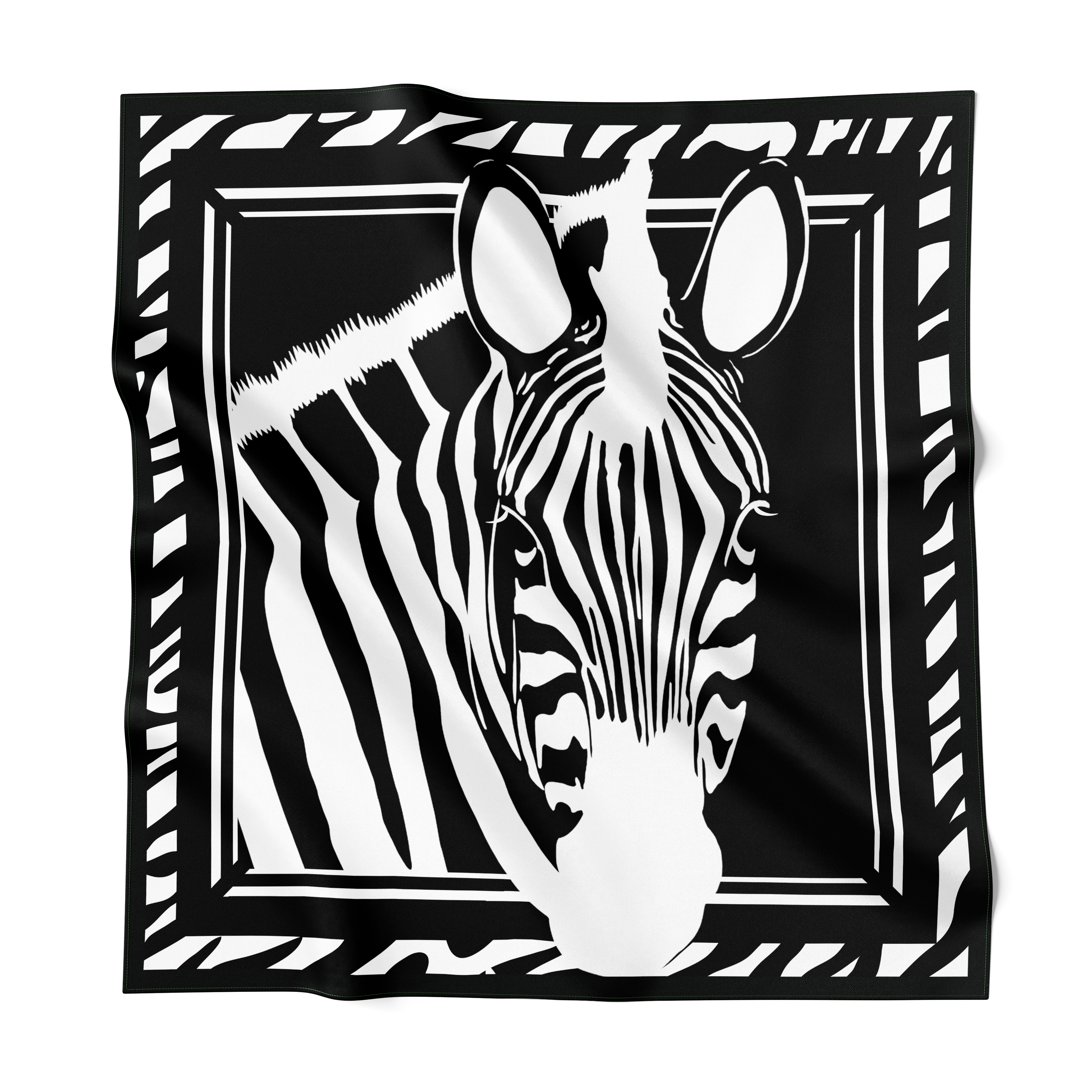 Zebra Head Black and White Silk Scarf 90