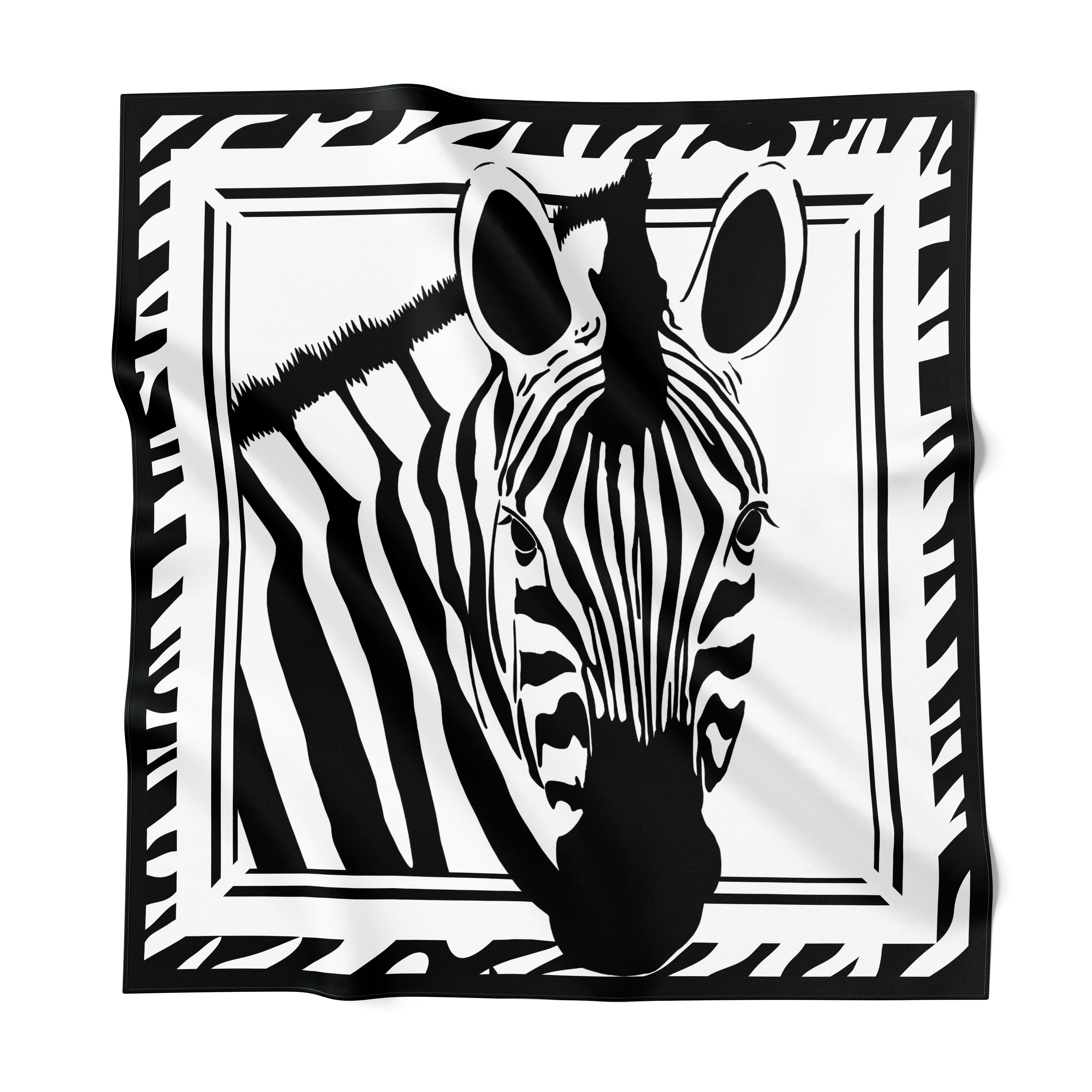 Zebra Head – White and Black Silk Scarf 90