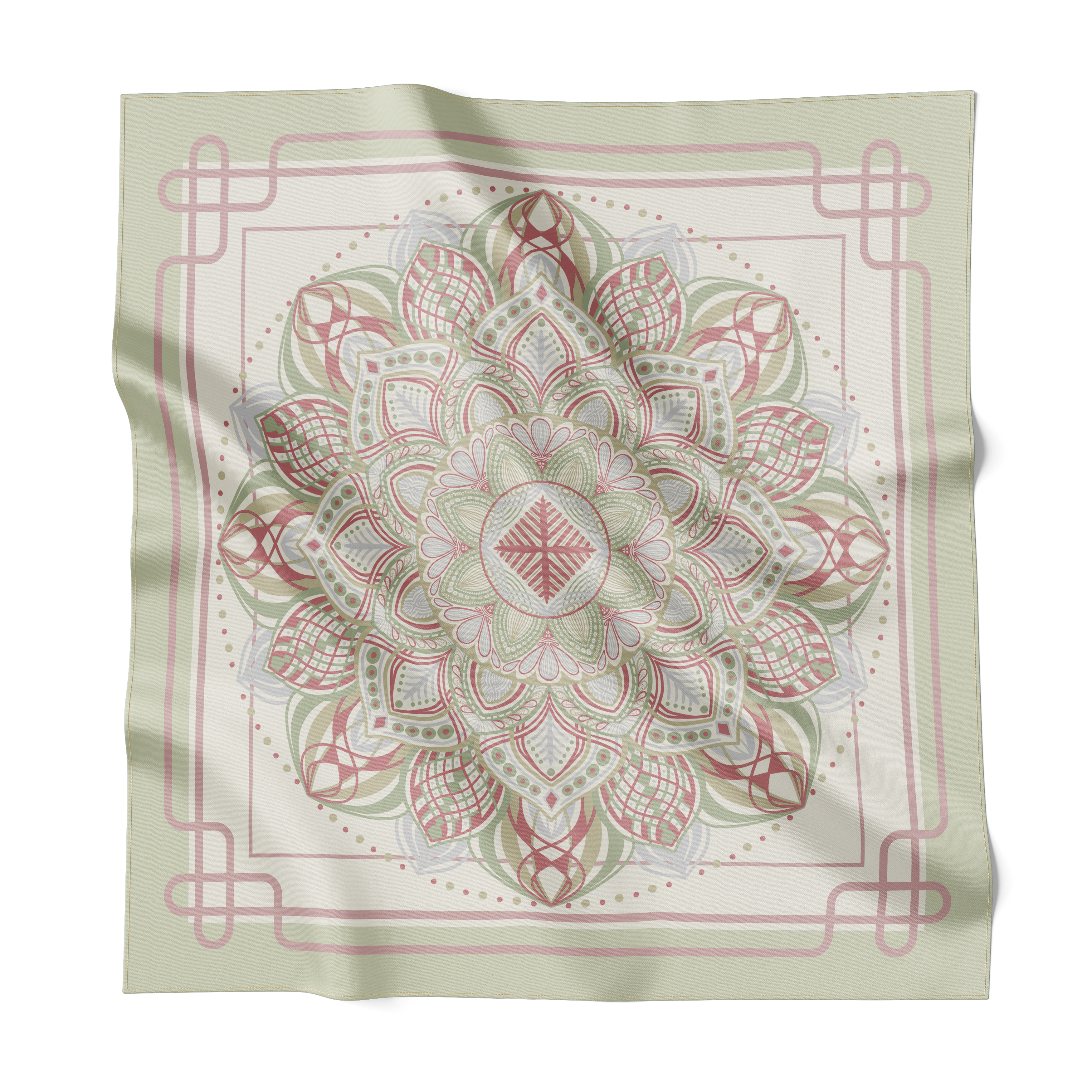 Pastel Mandala – Bohemian Silk Scarf 90