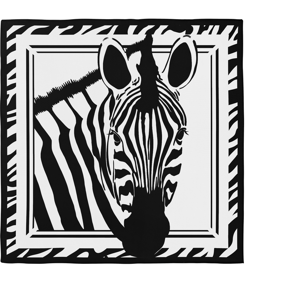 Zebra Head – White and Black Silk Scarf 90