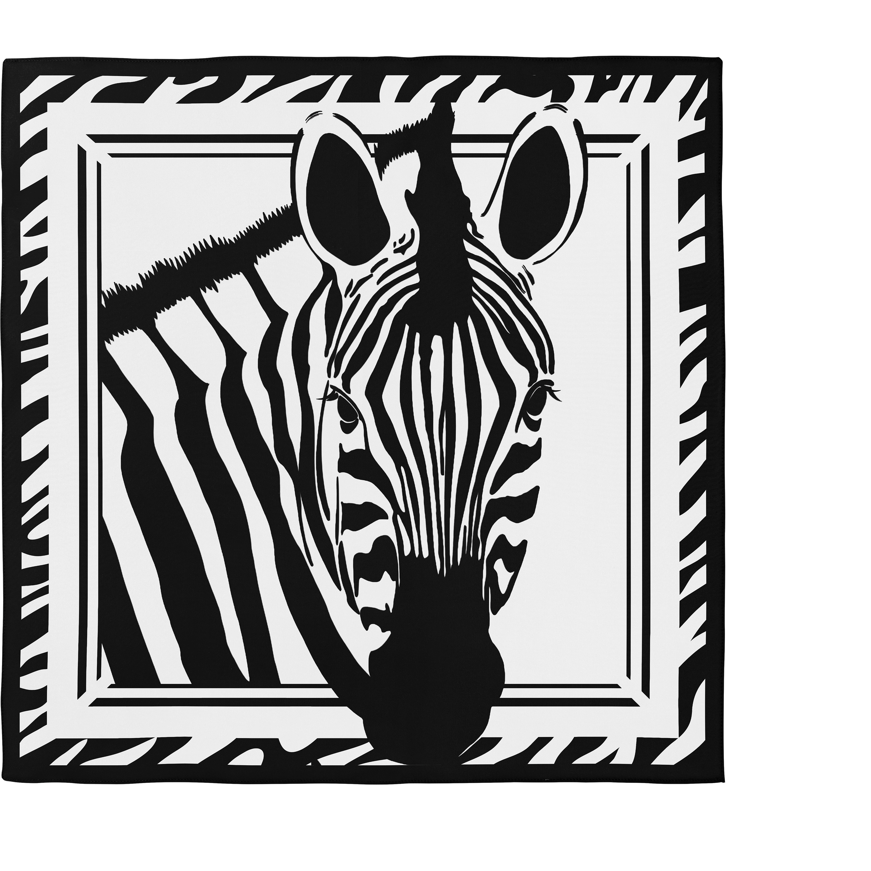 Zebra Head – White and Black Silk Scarf 90
